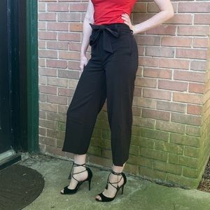 WHBM Wide Leg Crop Pant, Black, 00P